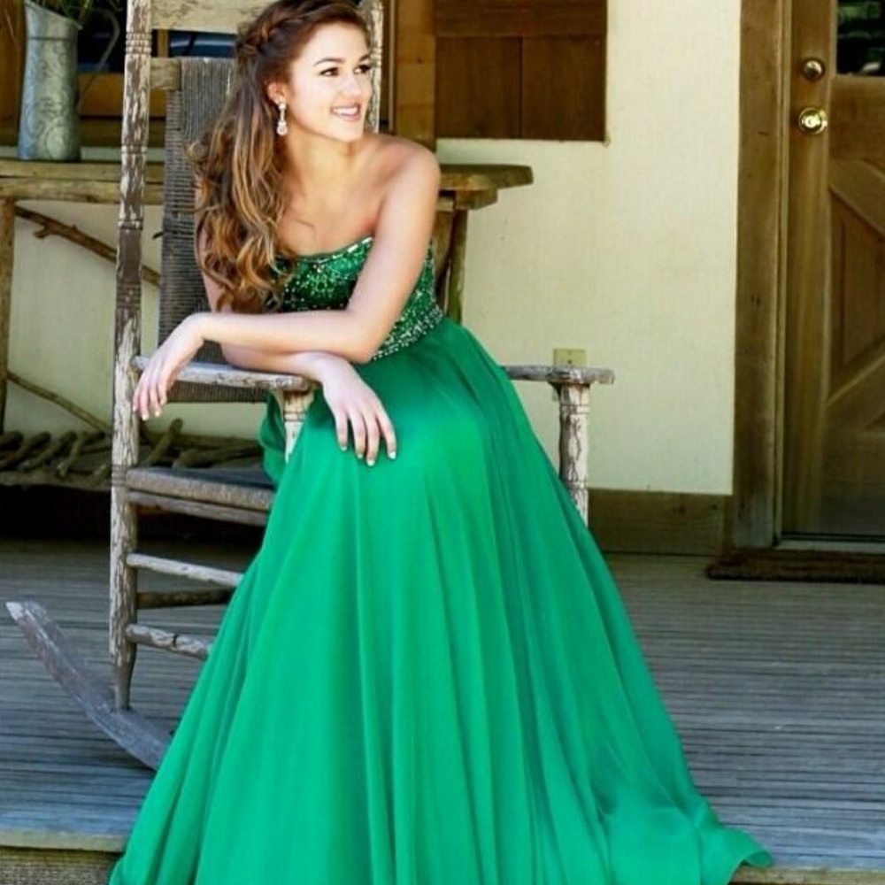 Sherri Hill Green Sequin One Shoulder Gown
